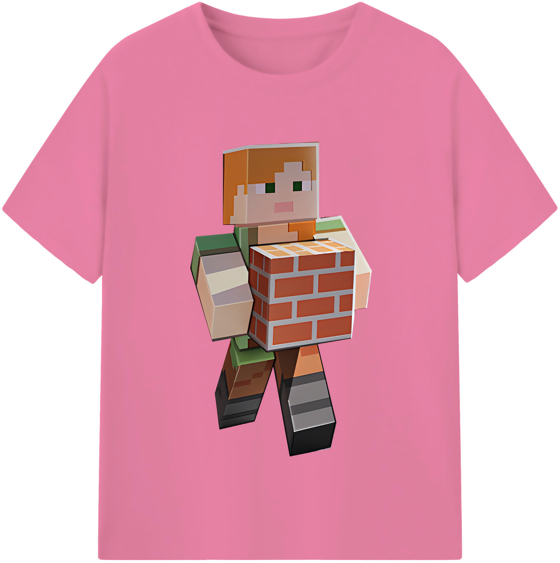 （画像用） マインクラフト ブロックの世界 Minecraft MC Block world 綿100％半袖Tシャツ（フロントプリント）